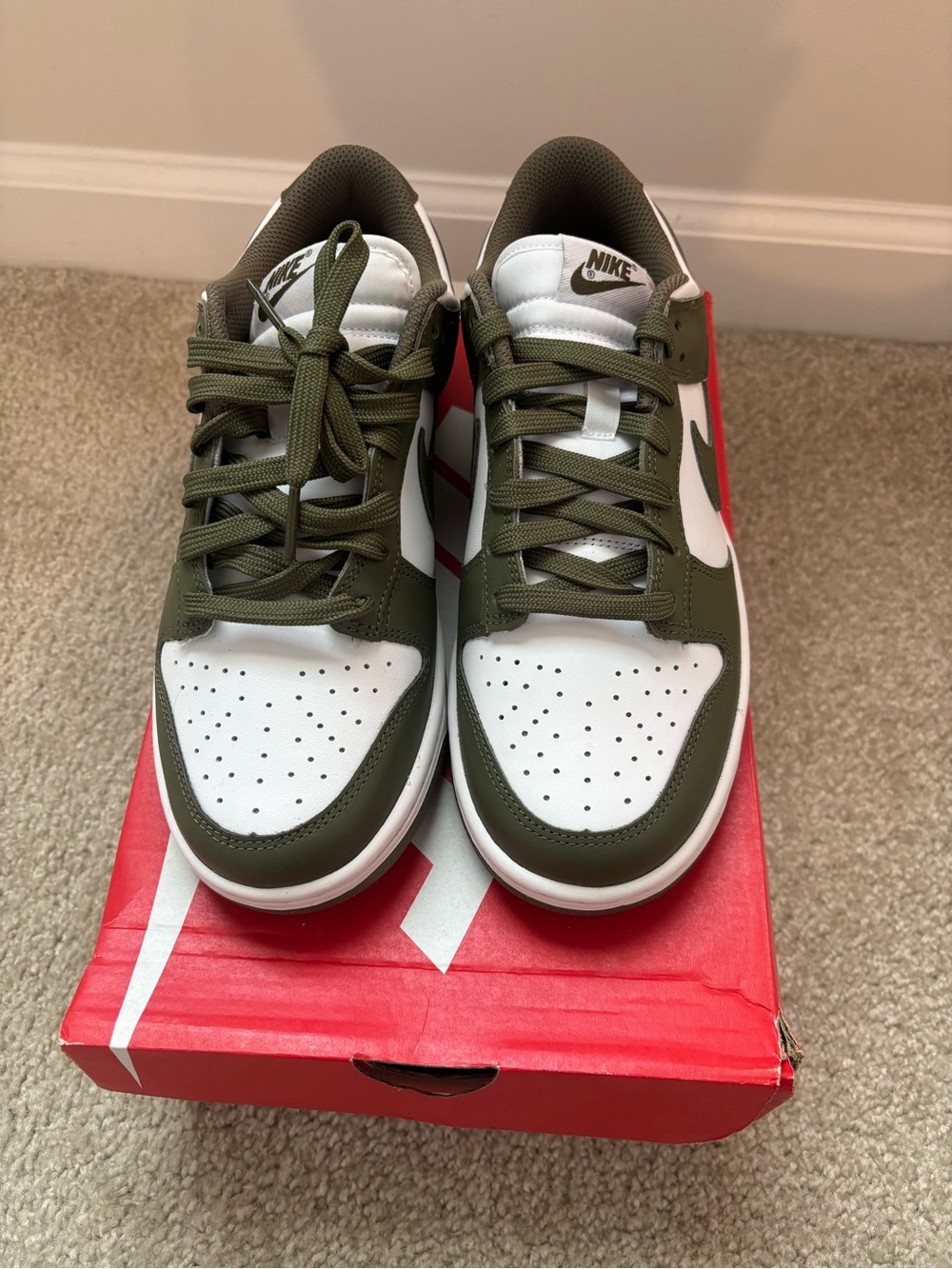 Nike Women's Low-Top Sneakers in Olive Green and White